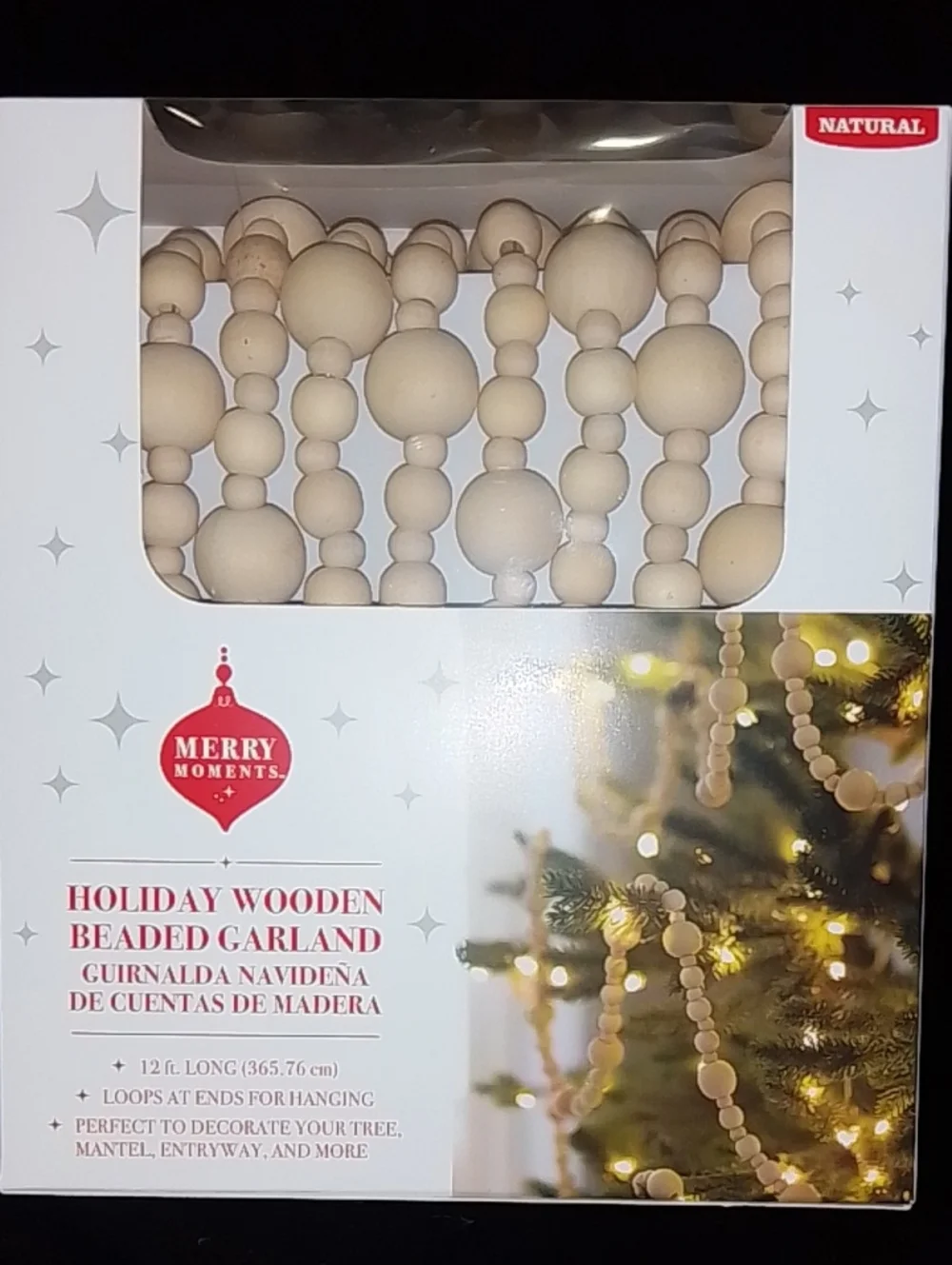 Natural Wooden Beaded Garland - Cream